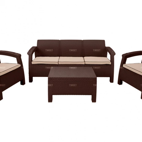 Комплект уличной мебели TWEET Terrace Set Max, белый, коричневый