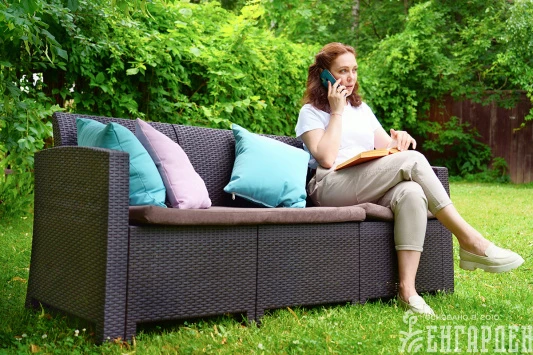 Диван трехместный b:rattan Arizona, венге, антрацит (3-х местная подушка)