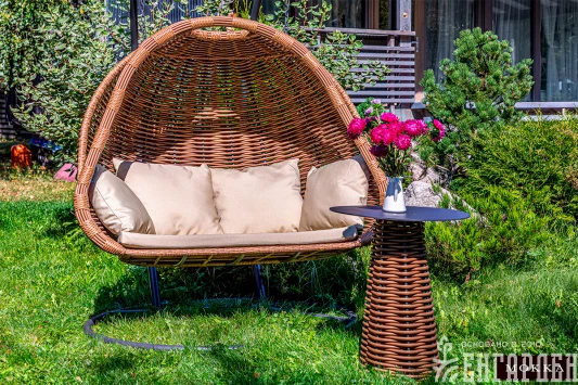 MOKKA MAJORCA подвесное кресло двухместное, цвет соломенный, капучино