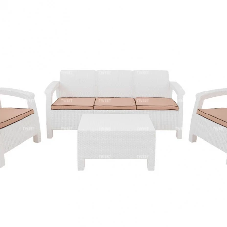 Комплект уличной мебели TWEET Terrace Set Max, белый, коричневый