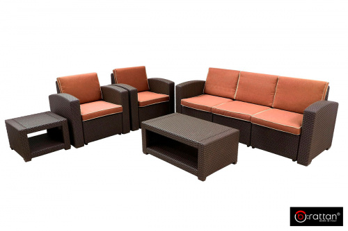 Комплект мебели Rattan Premium 5, венге,серый