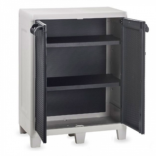 Уличный шкаф TOOMAX 2х дверный глубокий SANTORINI XL (2 полки), светло-серый/антрацит