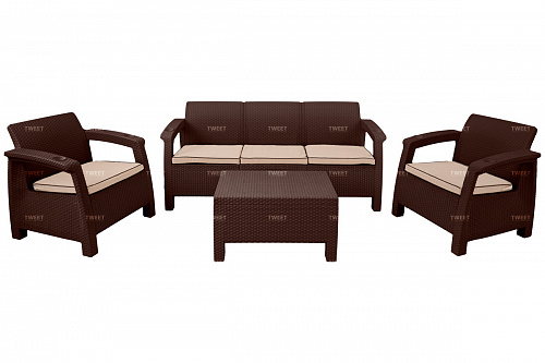 Комплект уличной мебели TWEET Terrace Set Max, белый, коричневый