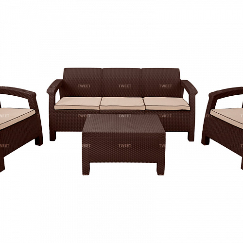 Комплект уличной мебели TWEET Terrace Set Max, белый, коричневый