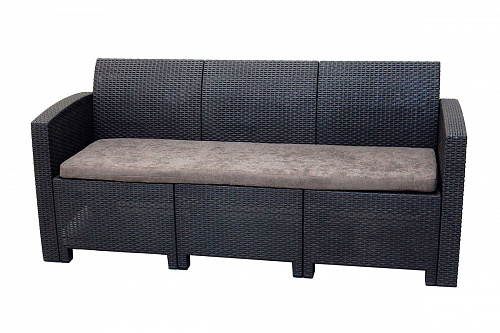 Диван трехместный b:rattan Arizona, венге, антрацит (3-х местная подушка)
