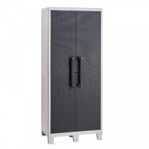 Уличный шкаф TOOMAX 2х дверный глубокий SANTORINI XL (3 полки), светло-серый/антрацит