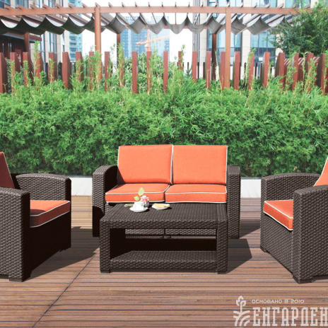 Комплект мебели Rattan Premium 4, венге, серый