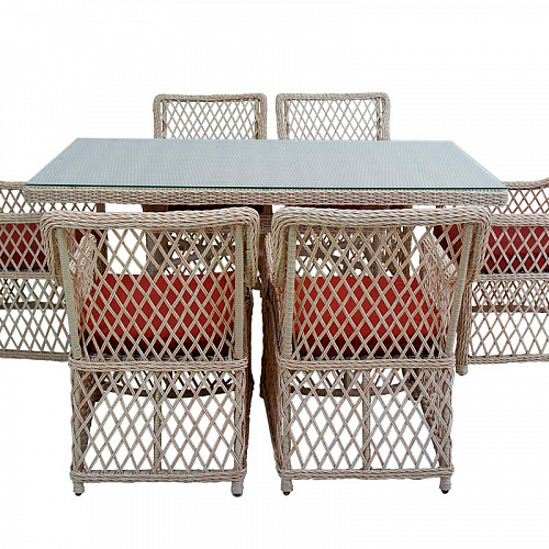 Комплект плетеной мебели MOKKA VILLA ROSA (6 кресел) + 6 подушек