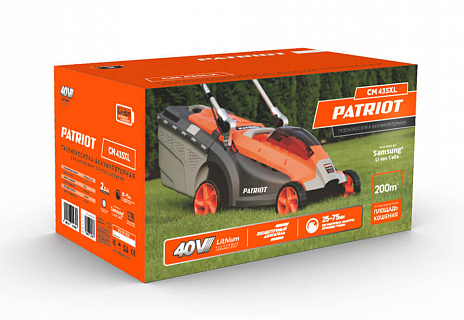 Газонокосилка аккумуляторная PATRIOT CM 435XL ) [40В, 1х2.5 Ач, з/у]