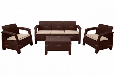 Комплект уличной мебели TWEET Terrace Set Max, белый, коричневый