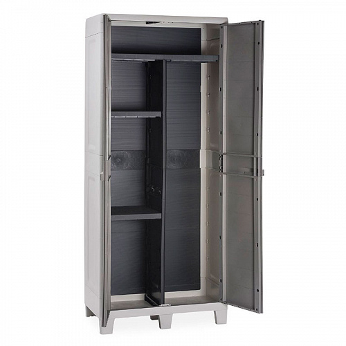 Уличный шкаф TOOMAX 2х дверный глубокий WOODY'S XL (3 полки), светло-серый