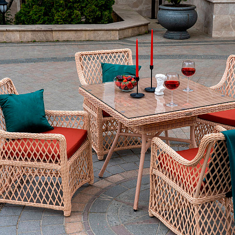 Комплект плетеной мебели MOKKA VILLA ROSA (4 кресла) + 4 подушки