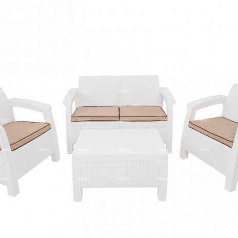 Комплект уличной мебели TWEET Terrace Set, белый, коричневый