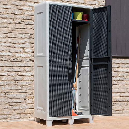 Уличный шкаф TOOMAX 2х дверный глубокий SANTORINI XL (3 полки), светло-серый/антрацит