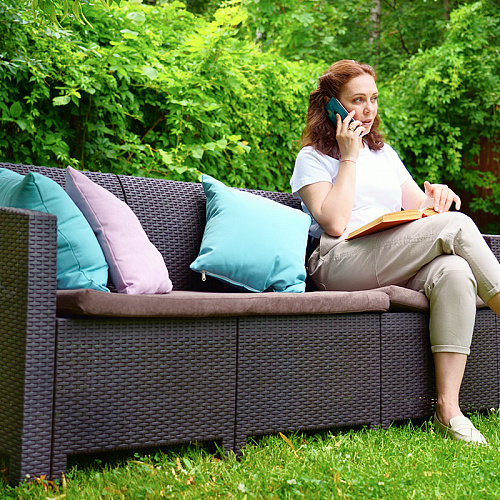 Диван трехместный b:rattan Arizona, венге, антрацит (3-х местная подушка)