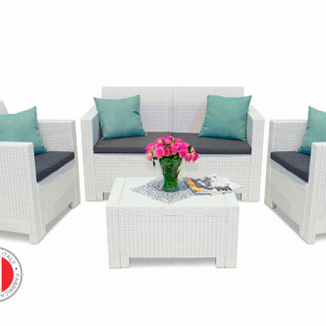 Набор итальянской мебели NEBRASKA 2 Set (диван, 2 кресла и стол), белый