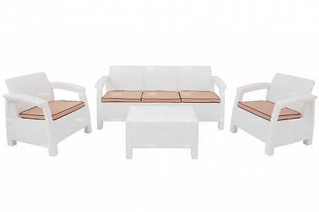 Комплект уличной мебели TWEET Terrace Set Max, белый, коричневый