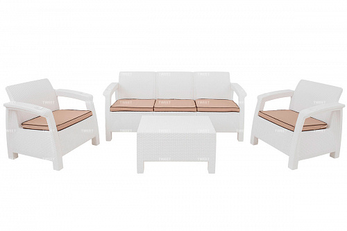 Комплект уличной мебели TWEET Terrace Set Max, белый, коричневый