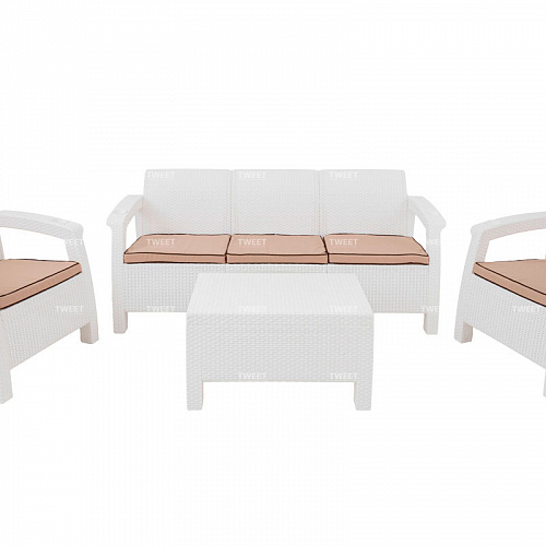 Комплект уличной мебели TWEET Terrace Set Max, белый, коричневый