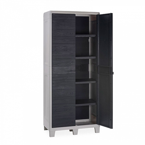 Уличный шкаф TOOMAX 2х дверный глубокий WOODY'S XL (4 полки), антрацит