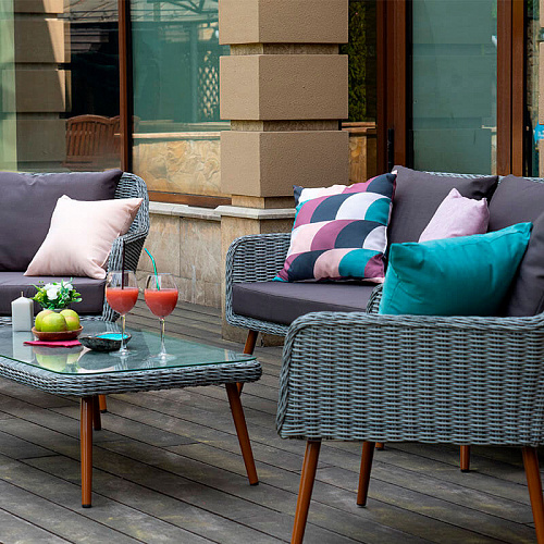 Комплект плетеной мебели MOKKA RIMINI (стол кофейный, 2 кресла, диван 2 х-местная)