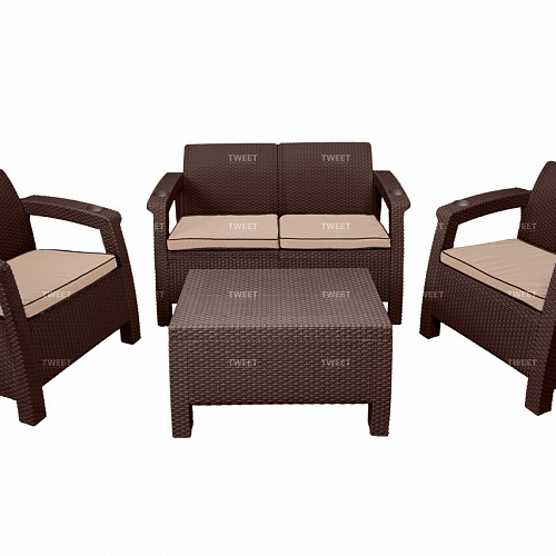 Комплект уличной мебели TWEET Terrace Set, белый, коричневый