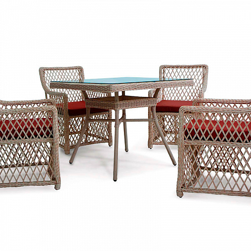 Комплект плетеной мебели MOKKA VILLA ROSA (4 кресла) + 4 подушки