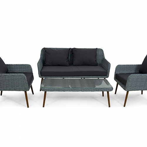 Комплект плетеной мебели MOKKA RIMINI (стол кофейный, 2 кресла, диван 2 х-местная)
