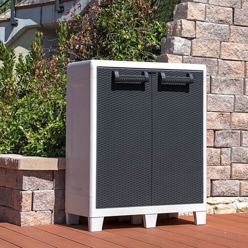 Уличный шкаф TOOMAX 2х дверный глубокий SANTORINI XL (2 полки), светло-серый/антрацит