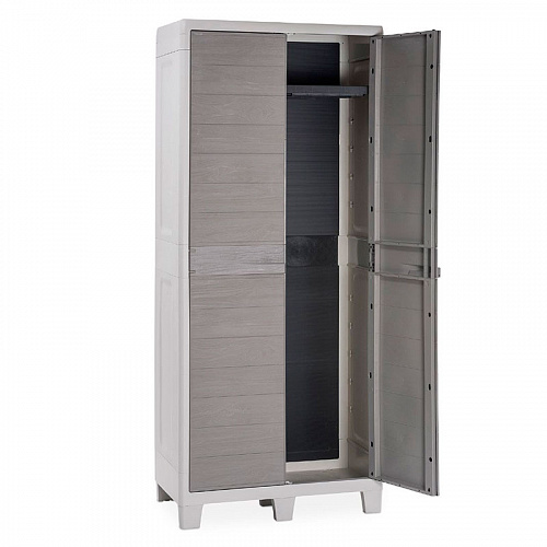 Уличный шкаф TOOMAX 2х дверный глубокий WOODY'S XL (3 полки), светло-серый